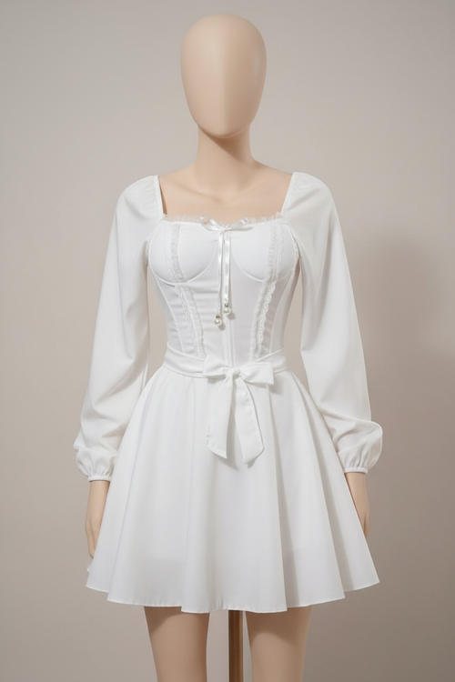 Vestido blanco corset perlas catálogo